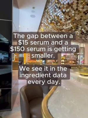 Mass skincare is gaining serious ground on prestige. Consumers are figuring out that a $15 serum can share most of the same key ingredients as a $150 one — and Target has noticed. They're actively adding masstige skincare brands built around performance and value. When the biggest retailer in America starts making that bet, that tells you something about where the industry is heading. We track 60,000 product ingredient lists and we see the overlap every day. The gap is getting smaller. Link in bio to subscribe free.